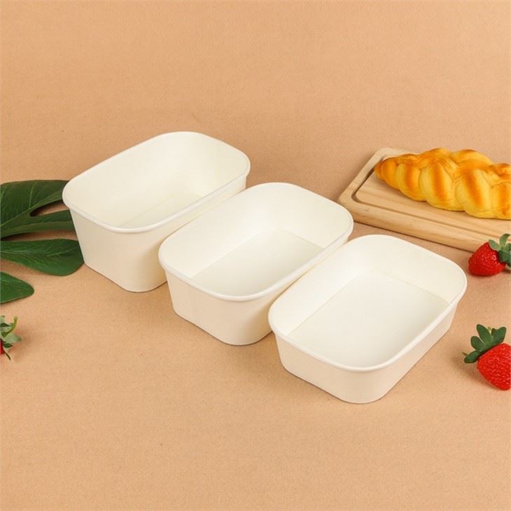 Cuencos desechables rectangulares blancos con tapas