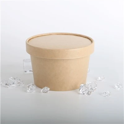 Tazón de papel de helado Kraft desechable